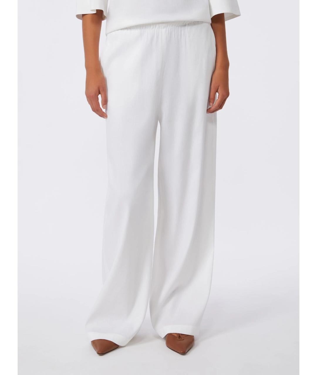 MAX MARA Белые льняные прямые брюки, фото 3