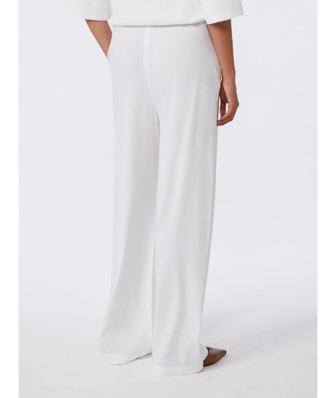 MAX MARA Белые льняные прямые брюки, фото 4