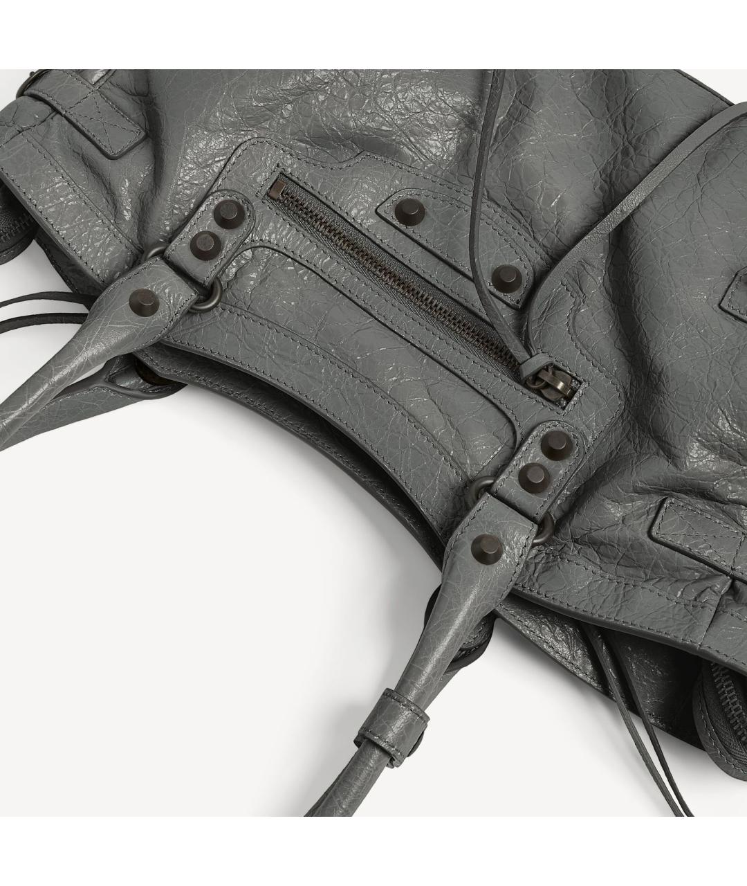 BALENCIAGA Серая кожаная сумка тоут, фото 5