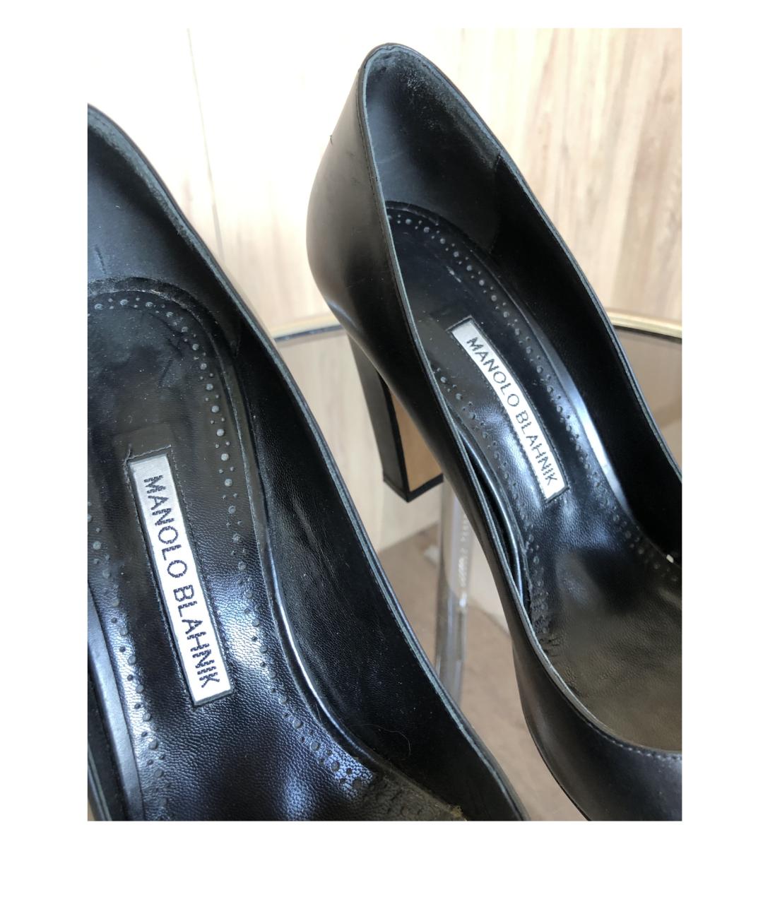 MANOLO BLAHNIK Черные кожаные туфли, фото 6