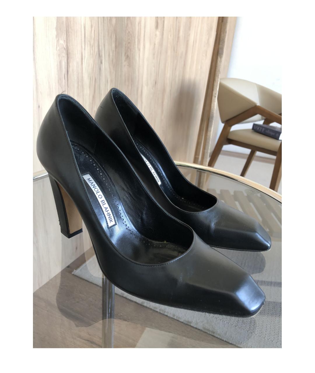 MANOLO BLAHNIK Черные кожаные туфли, фото 2