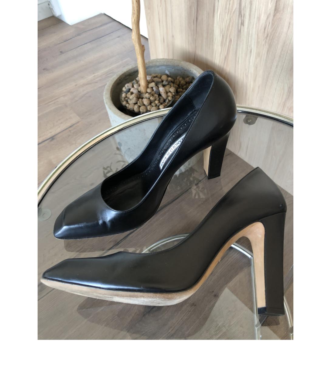 MANOLO BLAHNIK Черные кожаные туфли, фото 4