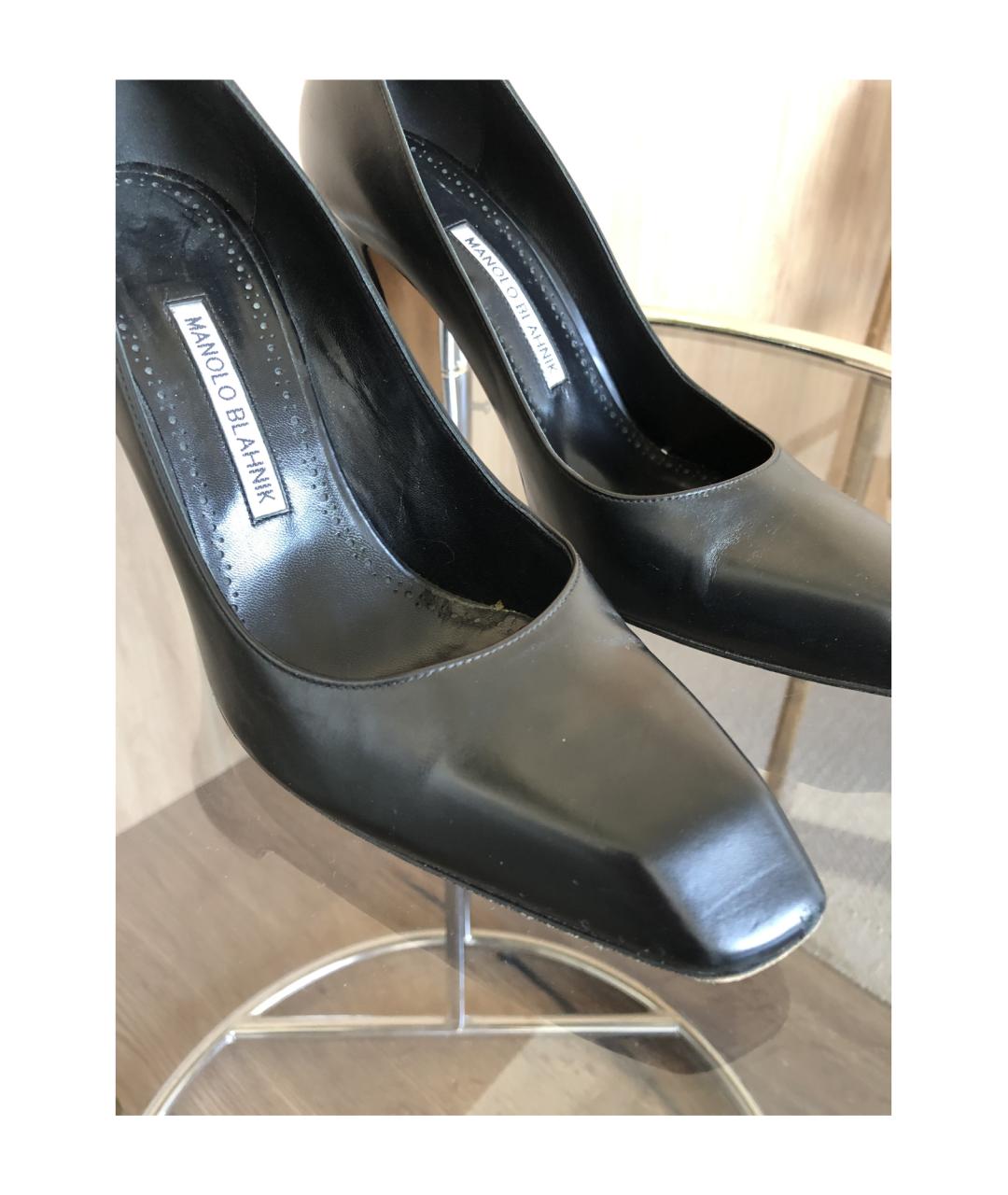 MANOLO BLAHNIK Черные кожаные туфли, фото 9