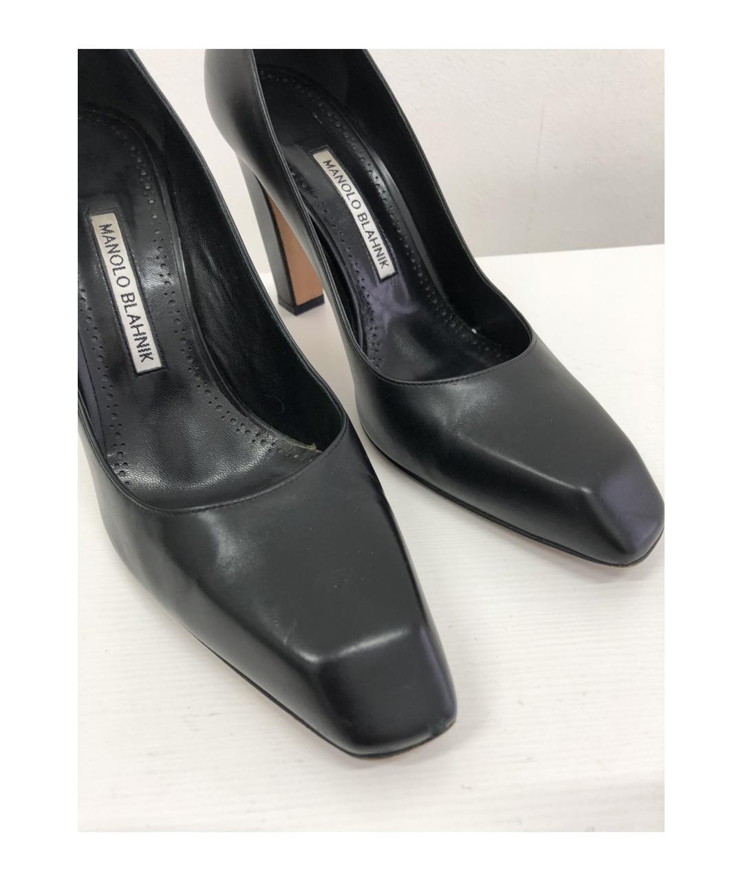 MANOLO BLAHNIK Черные кожаные туфли, фото 3