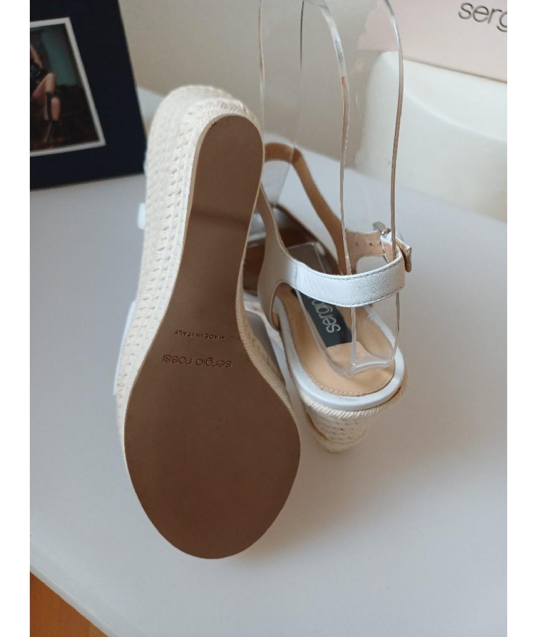 SERGIO ROSSI Белые кожаные босоножки, фото 9