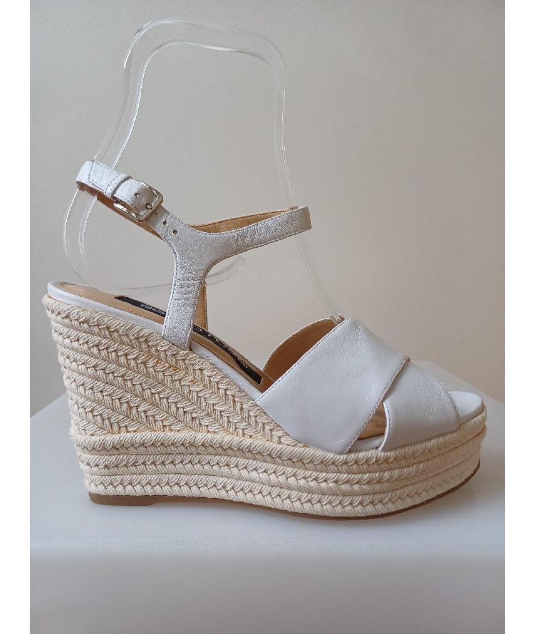 SERGIO ROSSI Белые кожаные босоножки, фото 10