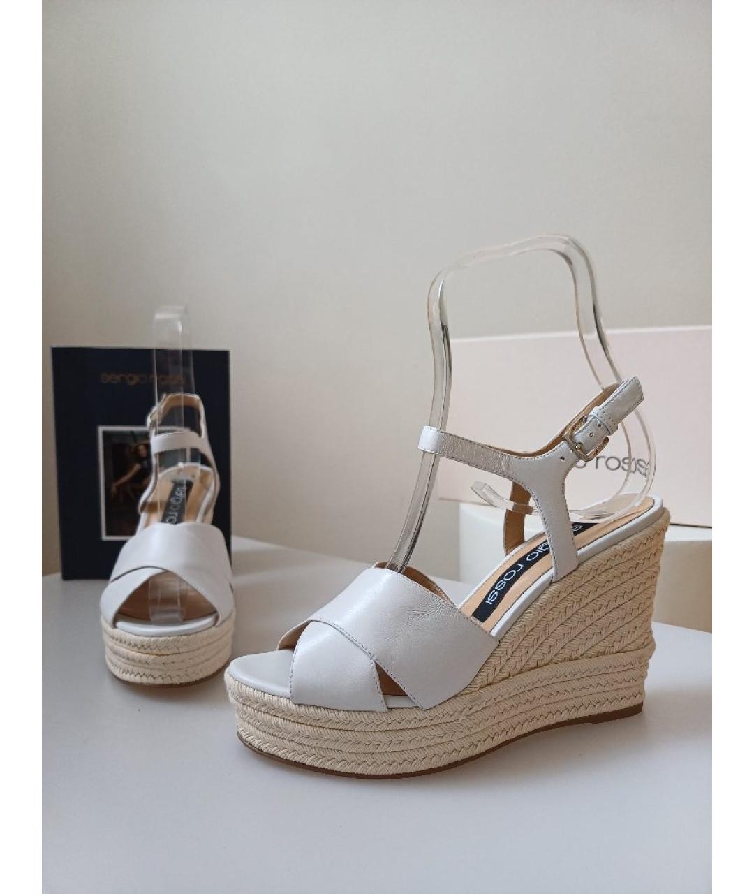 SERGIO ROSSI Белые кожаные босоножки, фото 4