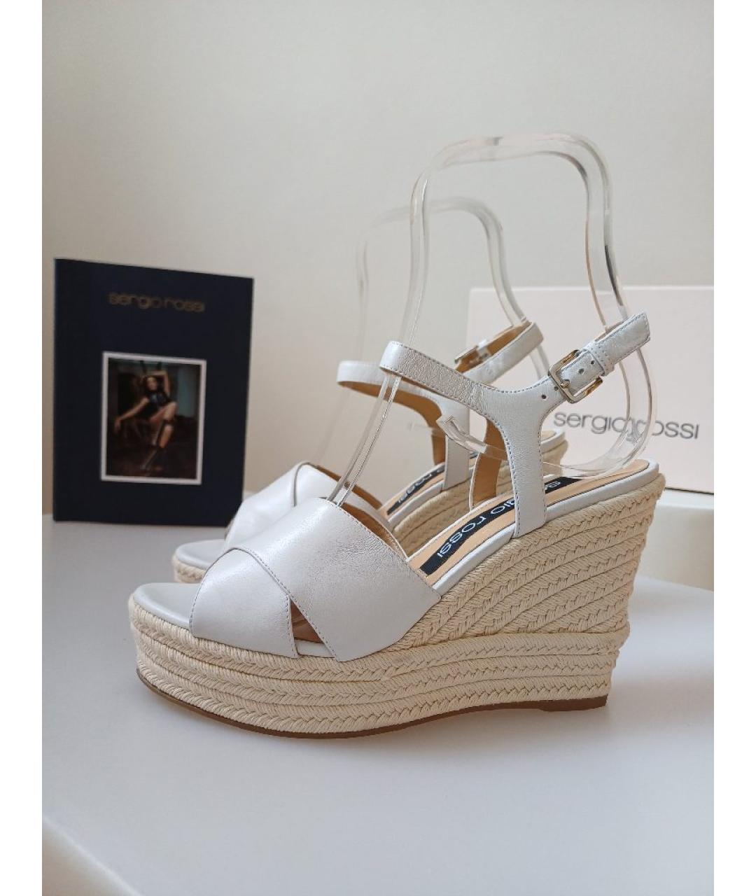 SERGIO ROSSI Белые кожаные босоножки, фото 2