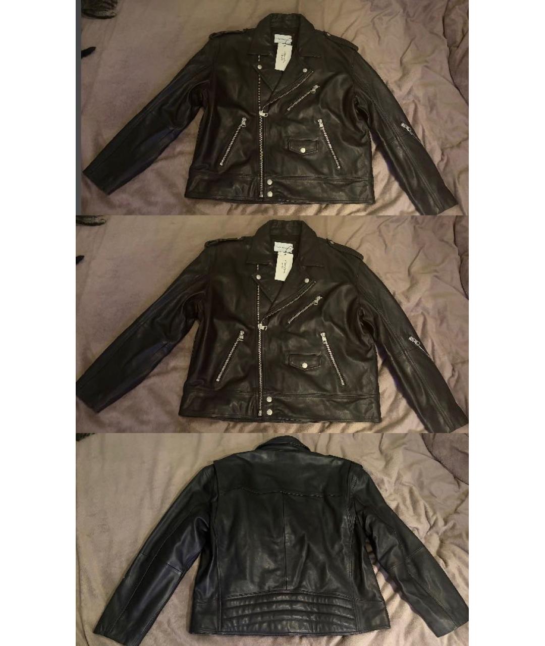 CALVIN KLEIN Черная кожаная куртка, фото 2