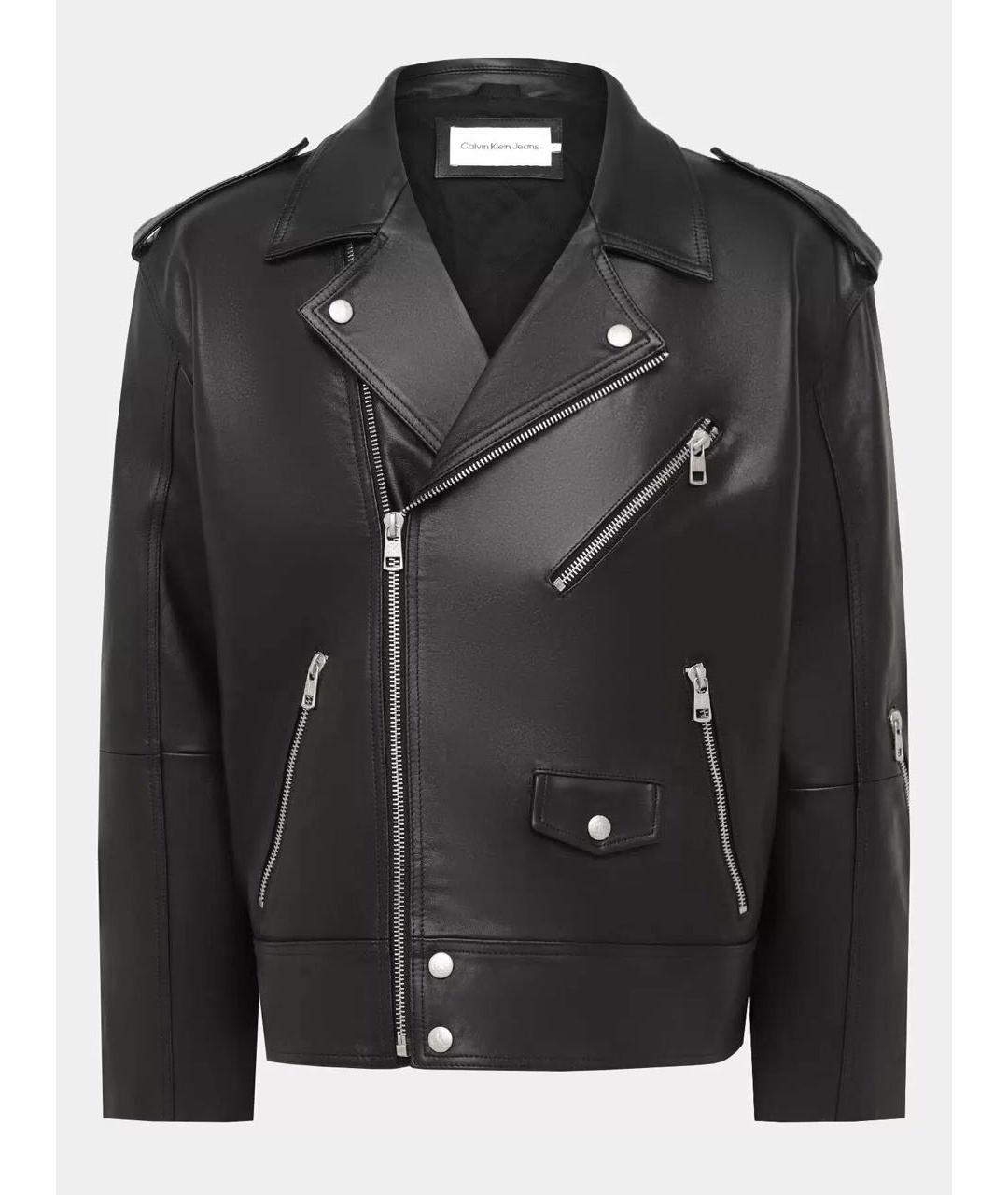CALVIN KLEIN Черная кожаная куртка, фото 9