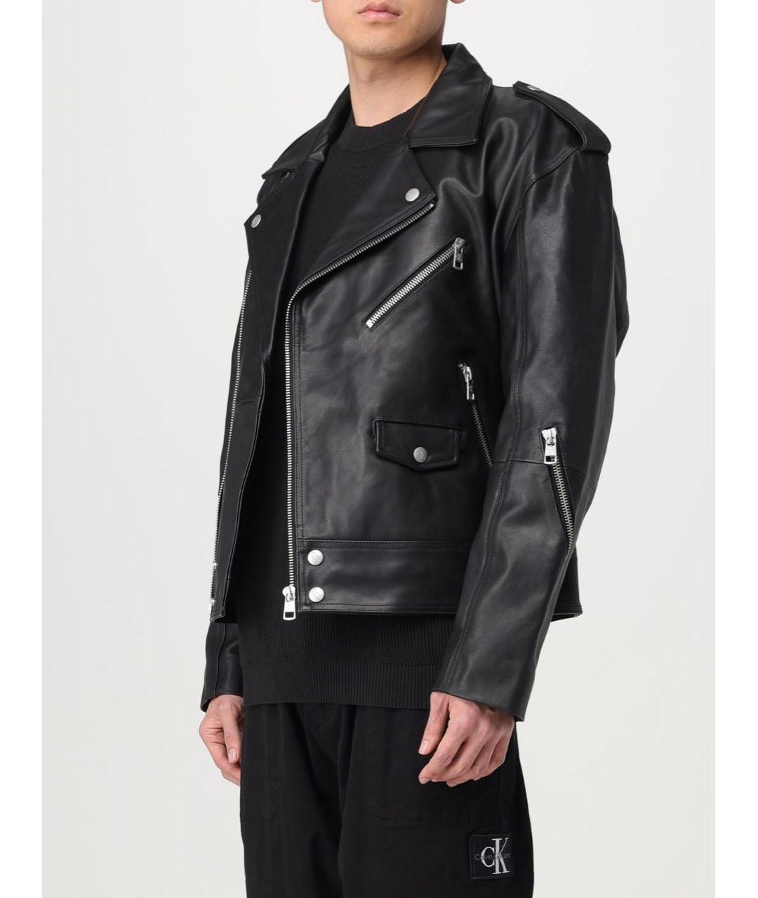CALVIN KLEIN Черная кожаная куртка, фото 7