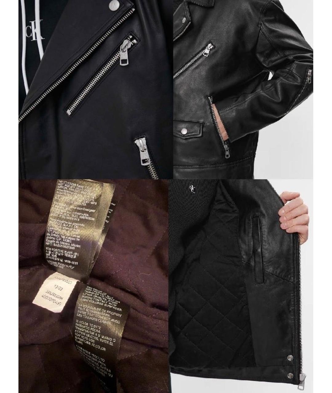 CALVIN KLEIN Черная кожаная куртка, фото 3