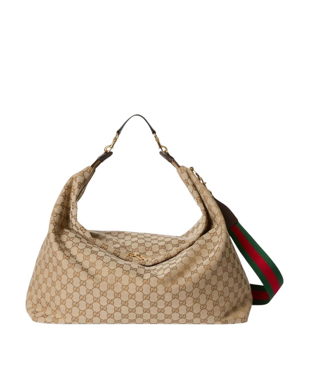 GUCCI Бежевая жаккардовая сумка на плечо, фото 1