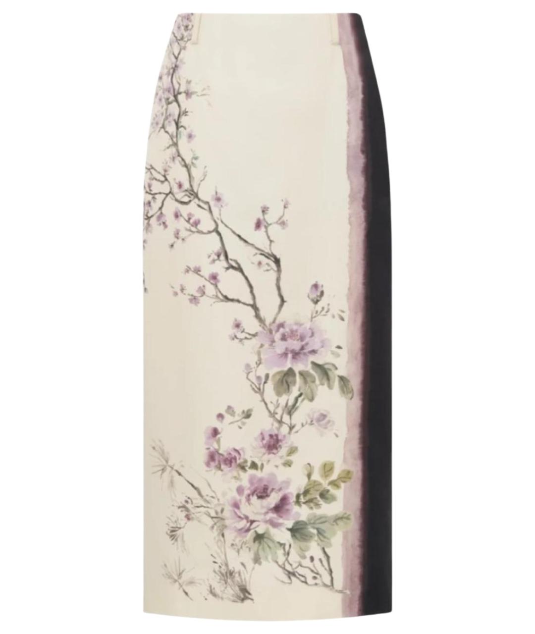 CHRISTIAN DIOR Белая шелковая юбка миди, фото 1