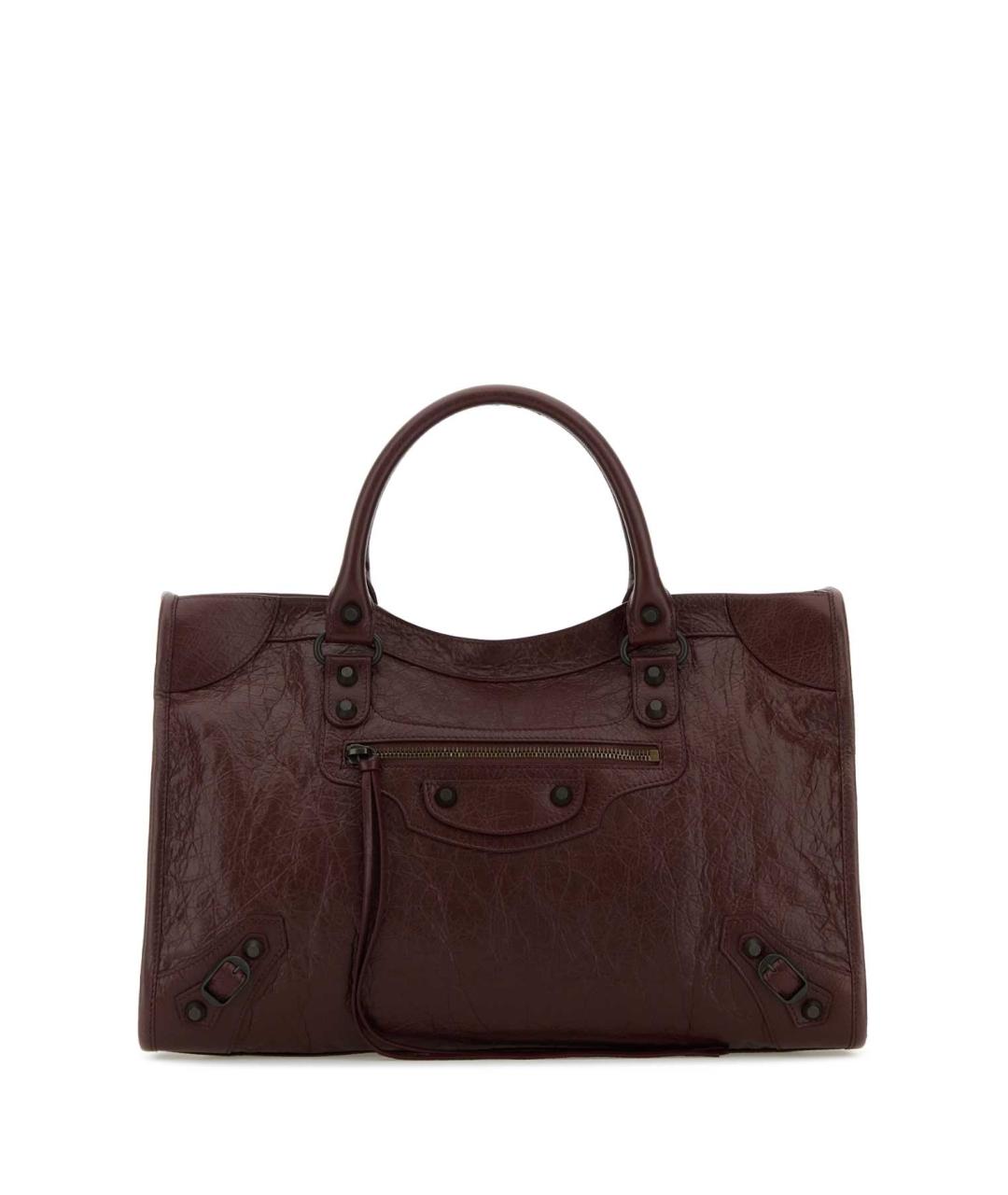 BALENCIAGA Бордовая кожаная сумка тоут, фото 1