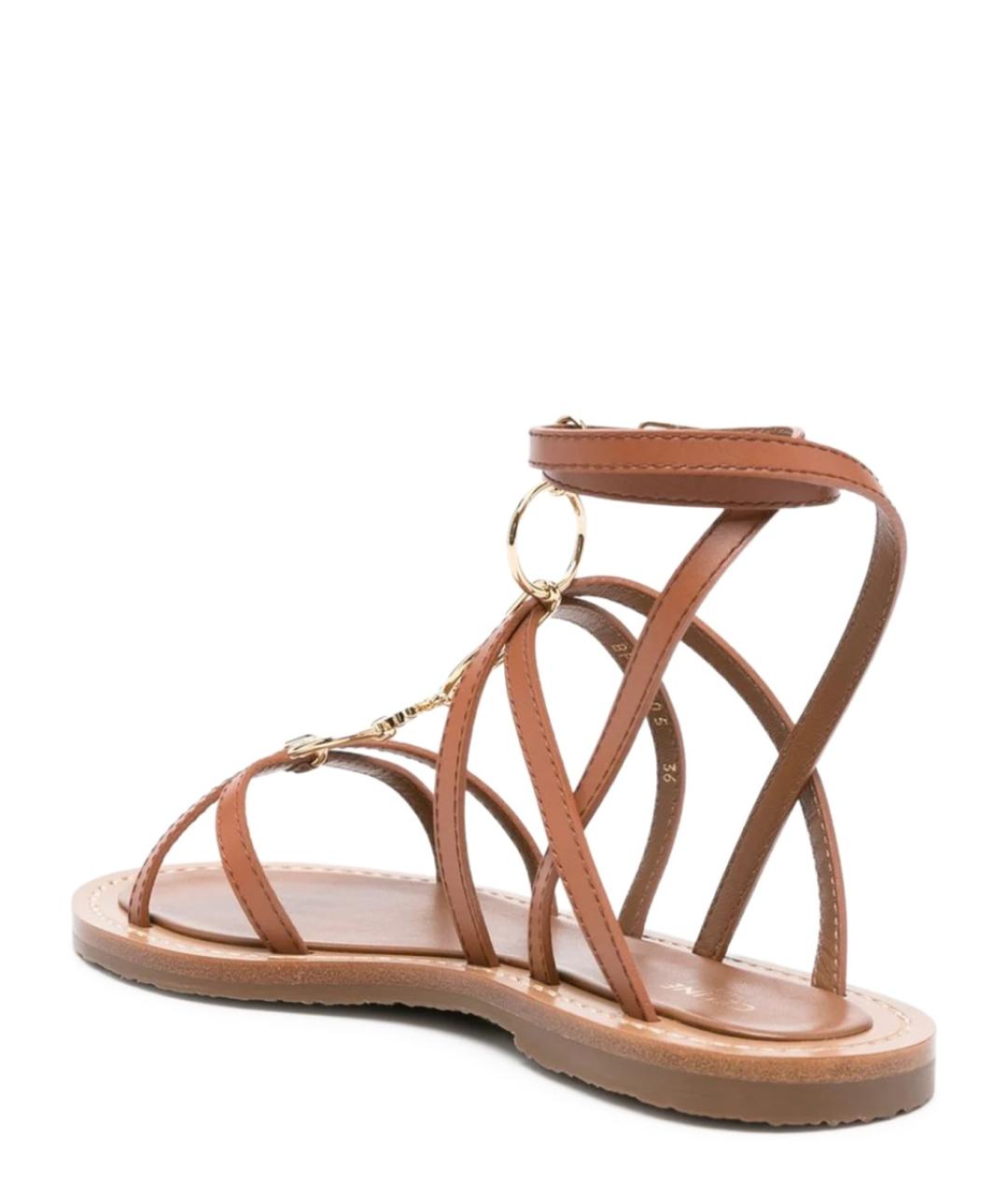 CELINE Коричневые кожаные сандалии, фото 4