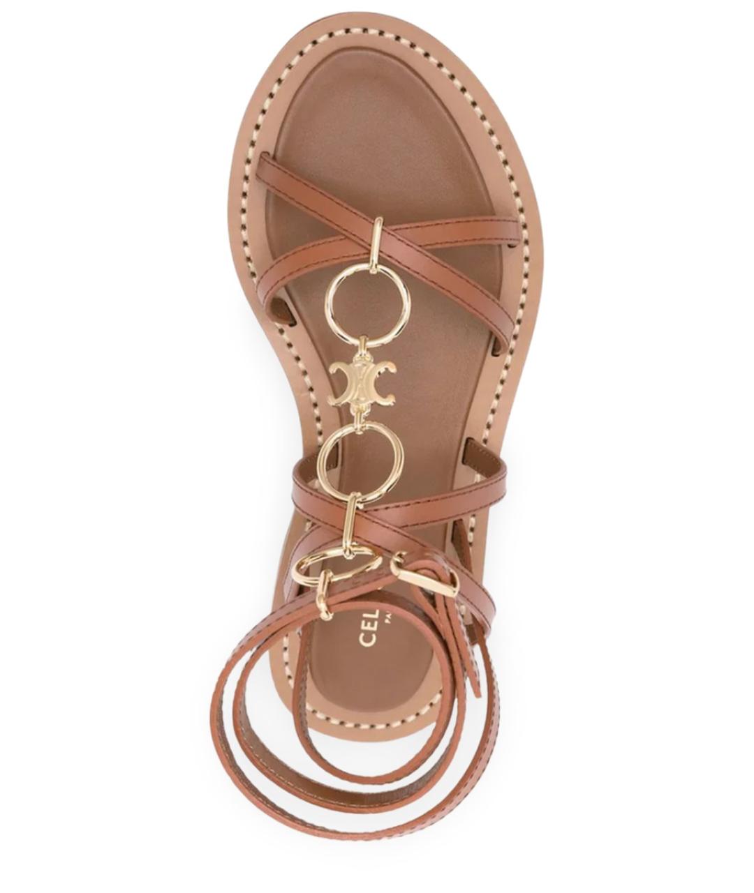 CELINE Коричневые кожаные сандалии, фото 3