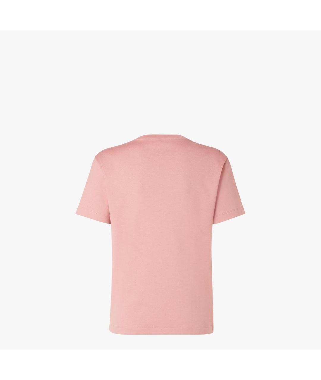 FENDI Розовая хлопковая футболка, фото 4