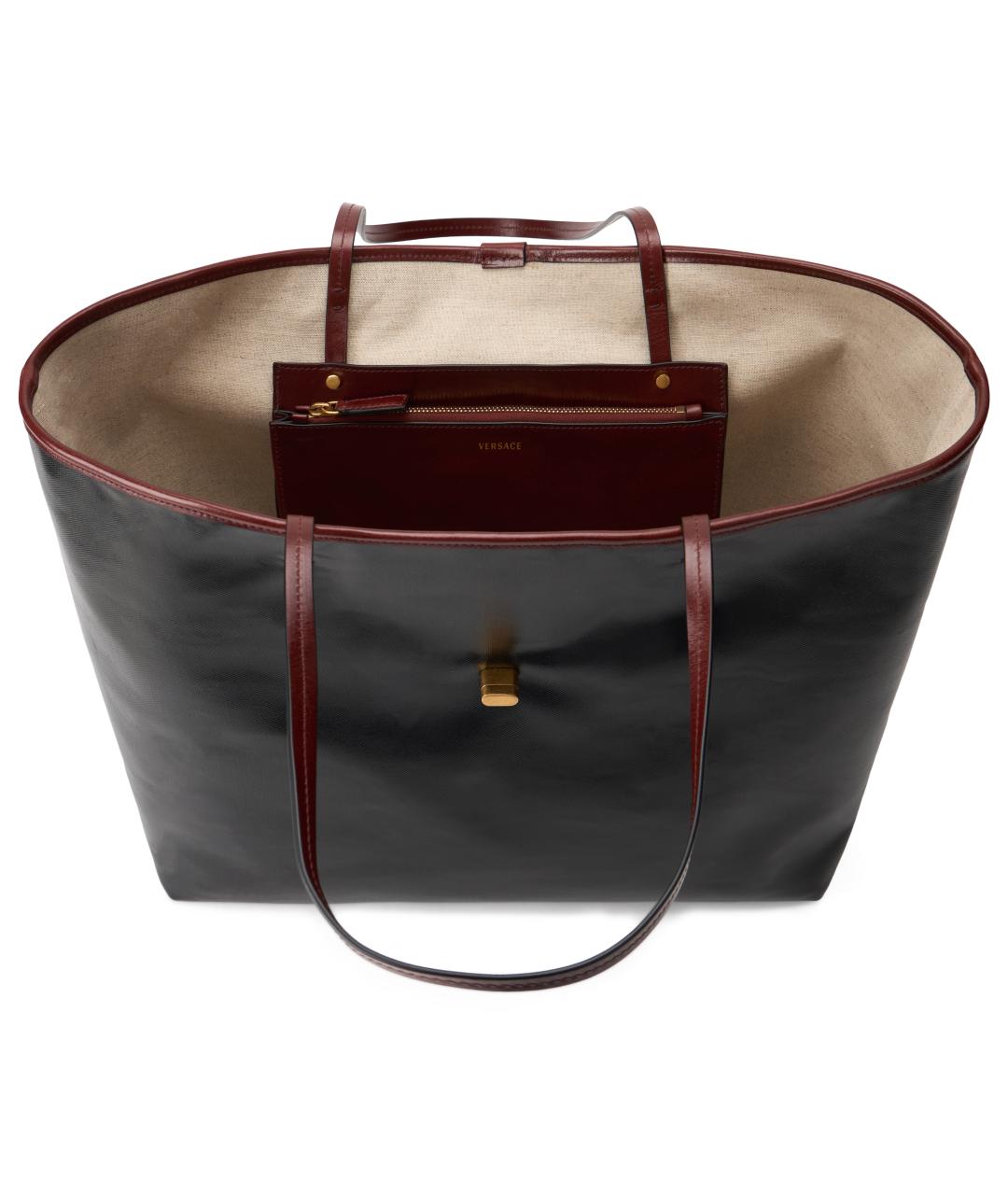 VERSACE Черная хлопковая сумка тоут, фото 5