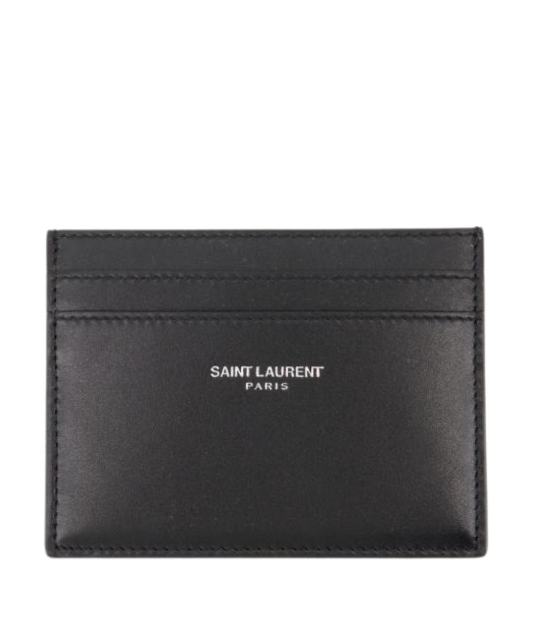 SAINT LAURENT Черный кожаный кардхолдер, фото 1