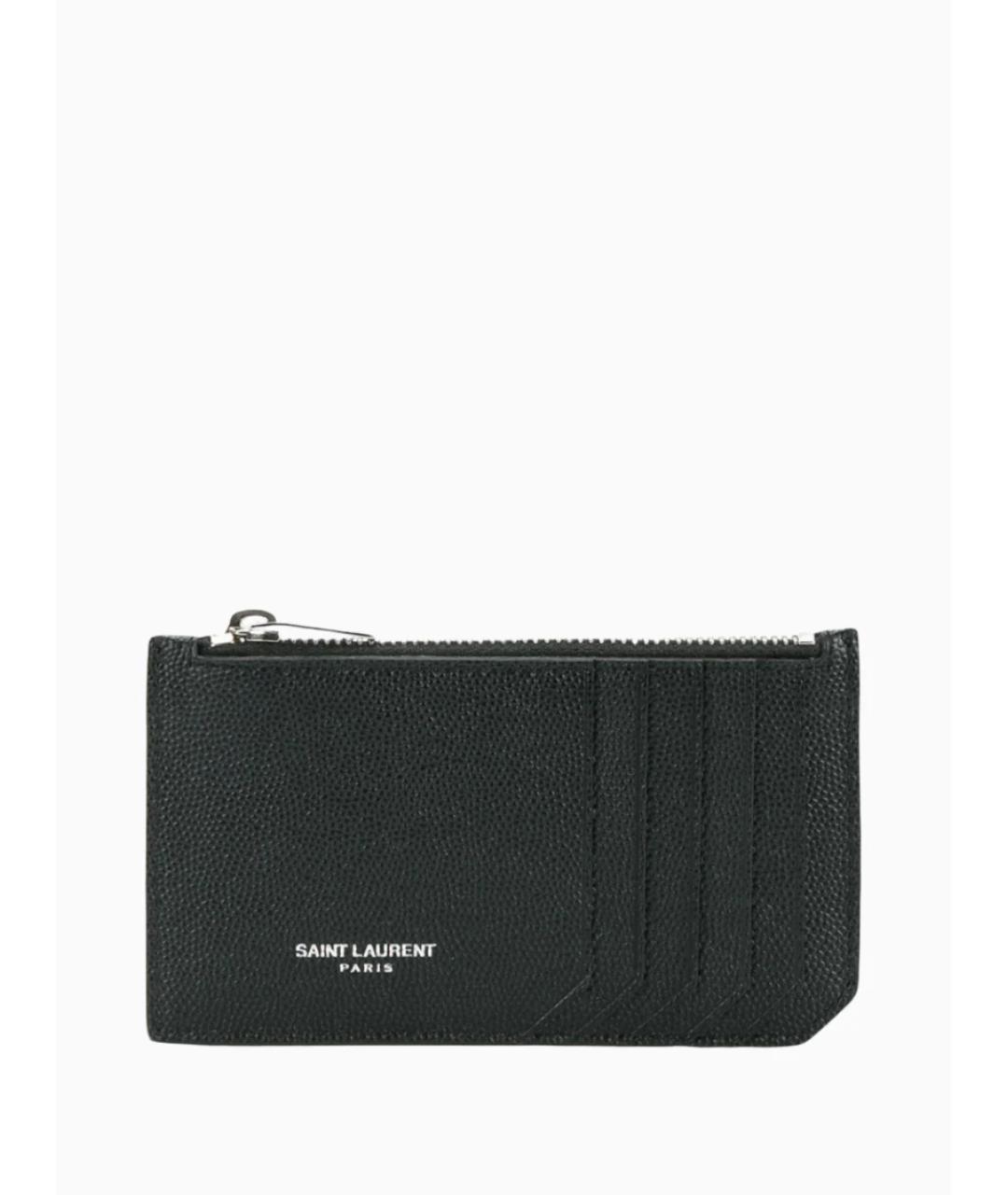 SAINT LAURENT Черный кожаный кардхолдер, фото 1