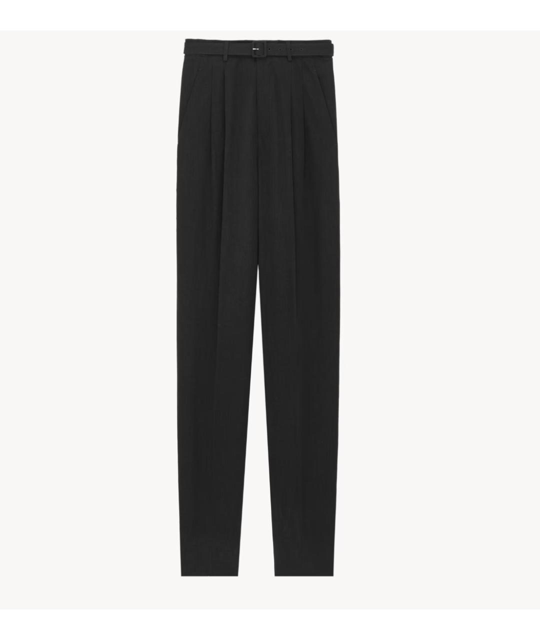 SAINT LAURENT Черные хлопковые повседневные брюки, фото 3