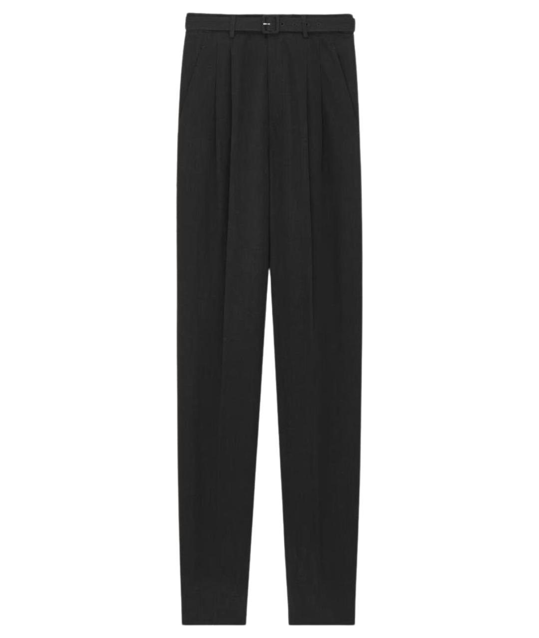 SAINT LAURENT Черные хлопковые повседневные брюки, фото 1