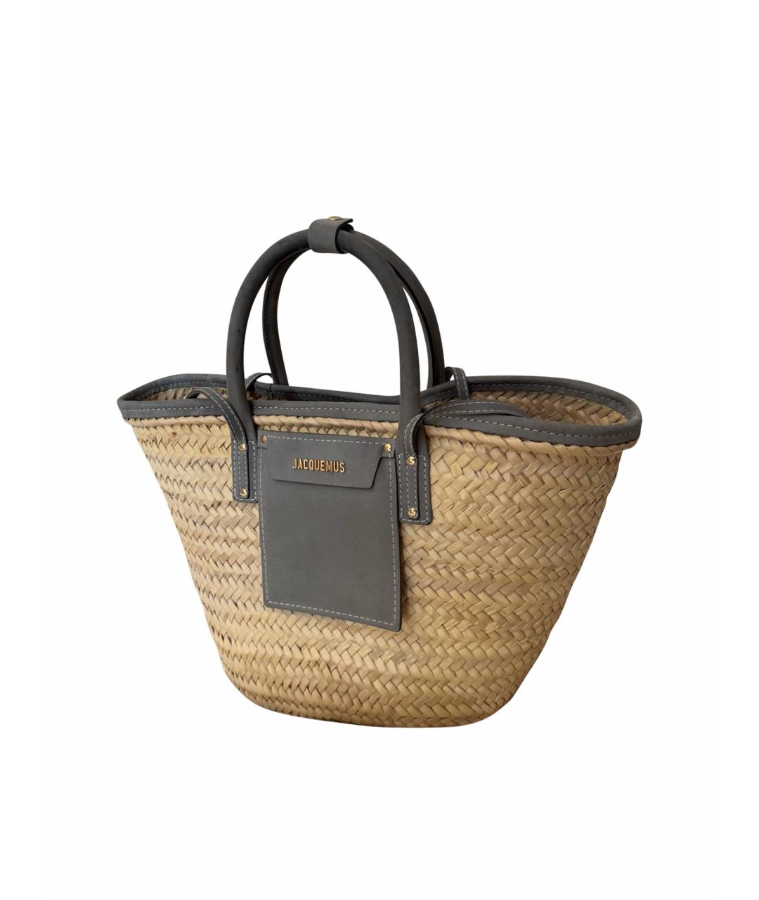 JACQUEMUS Бежевая пелетеная пляжная сумка, фото 1