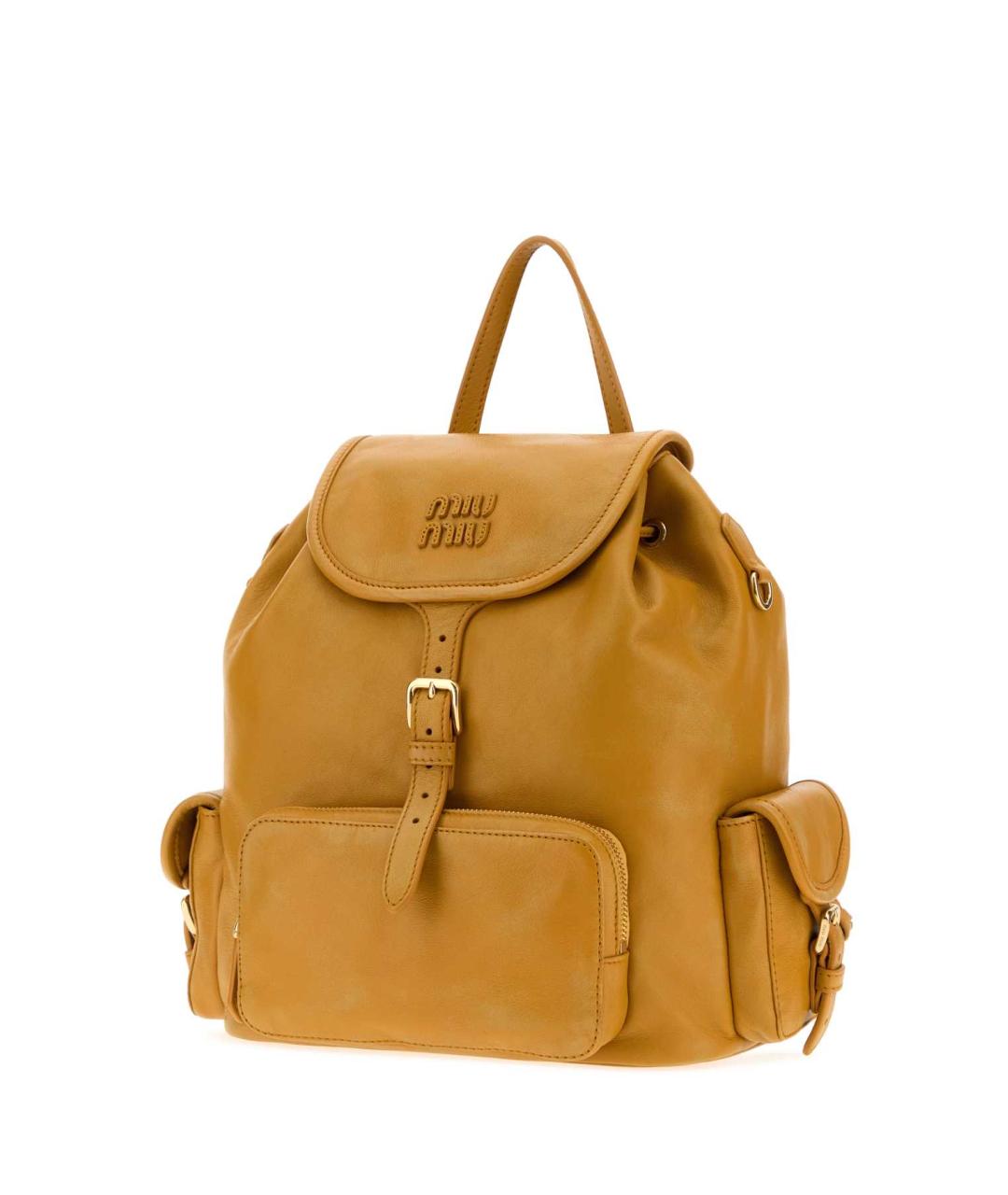 MIU MIU Желтый кожаный рюкзак, фото 2