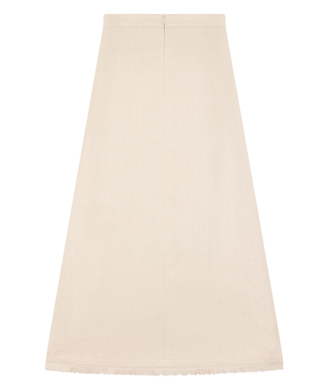 'S MAX MARA Бежевая льняная юбка миди, фото 2