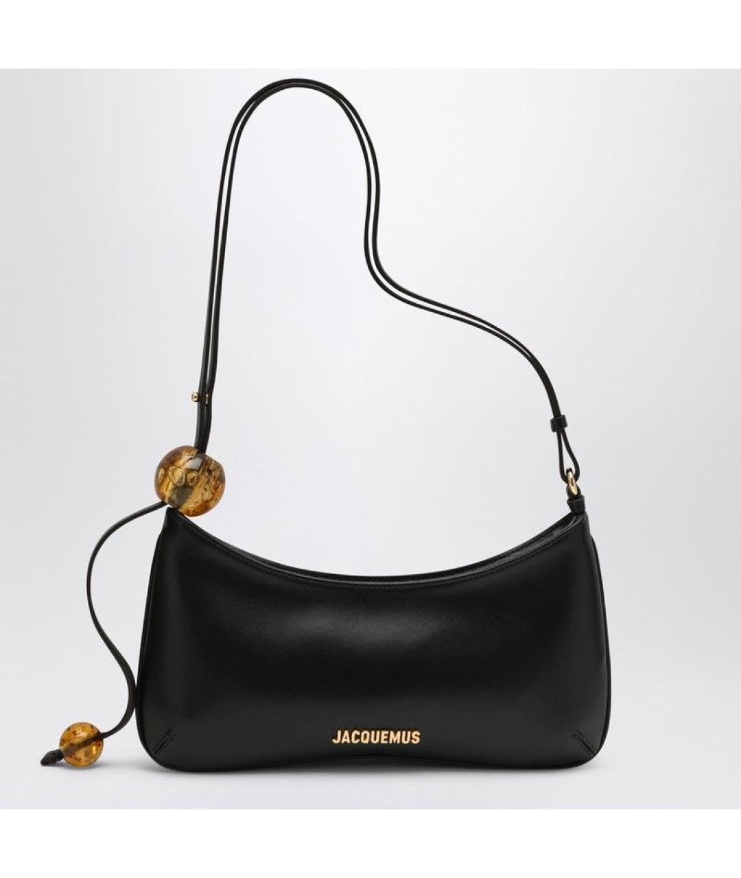 JACQUEMUS Черная кожаная сумка через плечо, фото 6