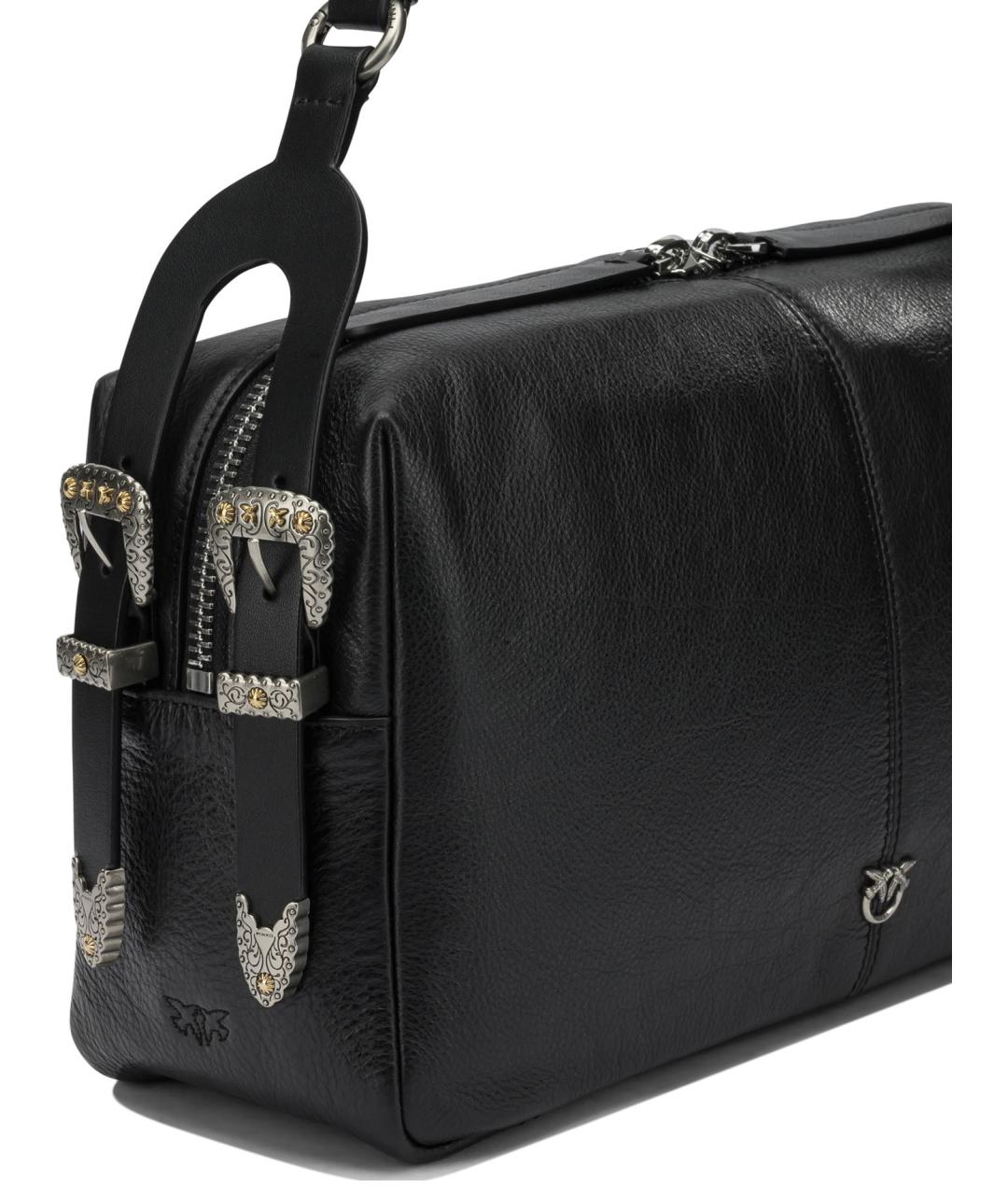 PINKO Черная кожаная сумка через плечо, фото 4