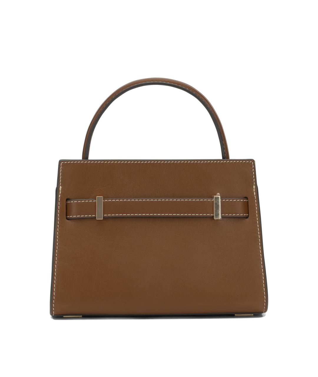 TORY BURCH Коричневая кожаная сумка с короткими ручками, фото 3