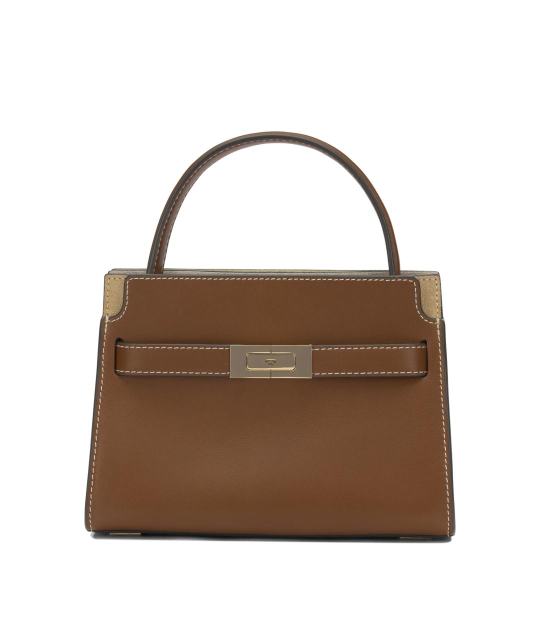 TORY BURCH Коричневая кожаная сумка с короткими ручками, фото 1