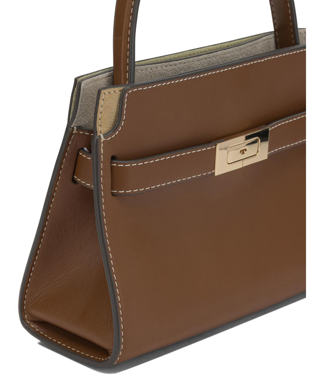 TORY BURCH Коричневая кожаная сумка с короткими ручками, фото 4