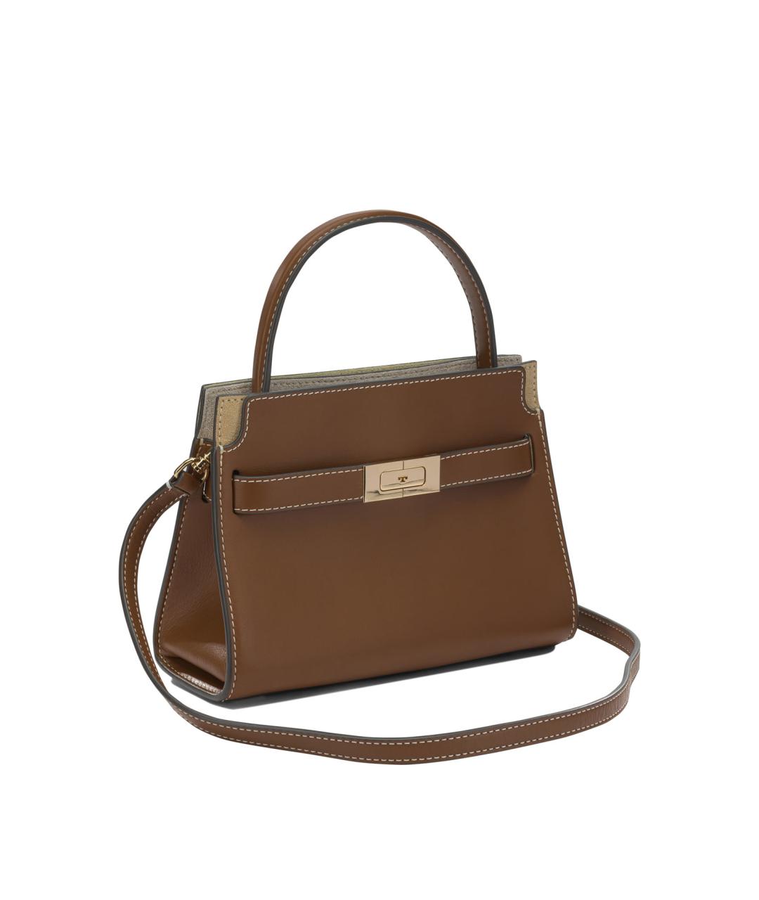 TORY BURCH Коричневая кожаная сумка с короткими ручками, фото 2