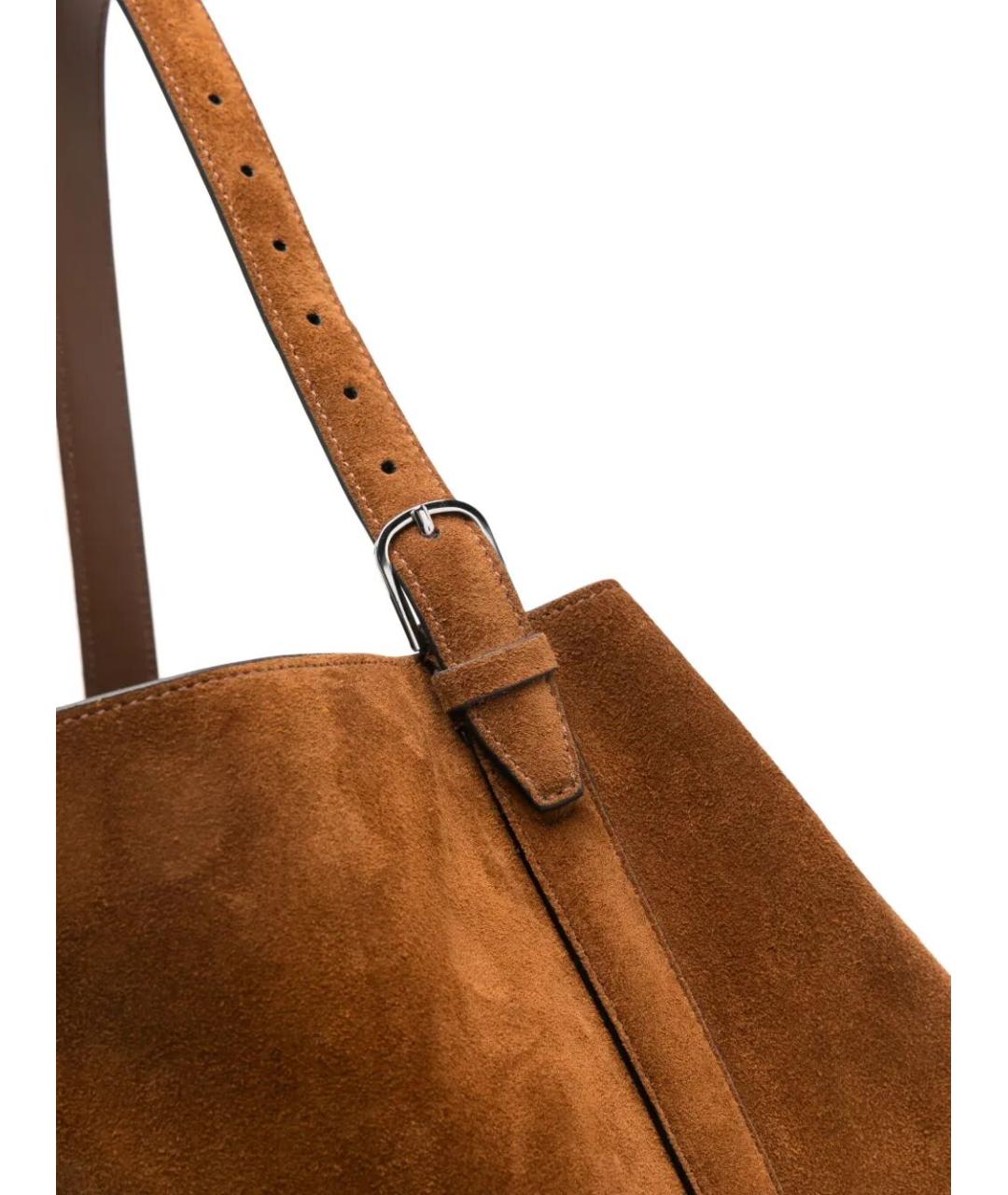 TOTEME Коричневая замшевая сумка тоут, фото 5