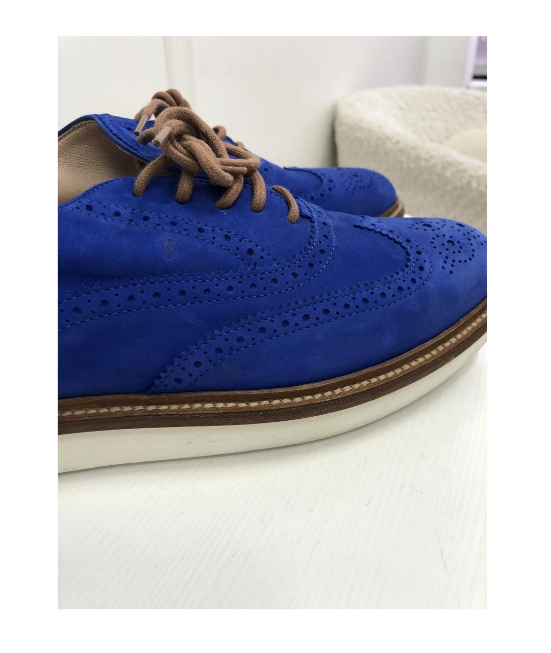 TOD'S Голубые нубуковые лоферы, фото 4