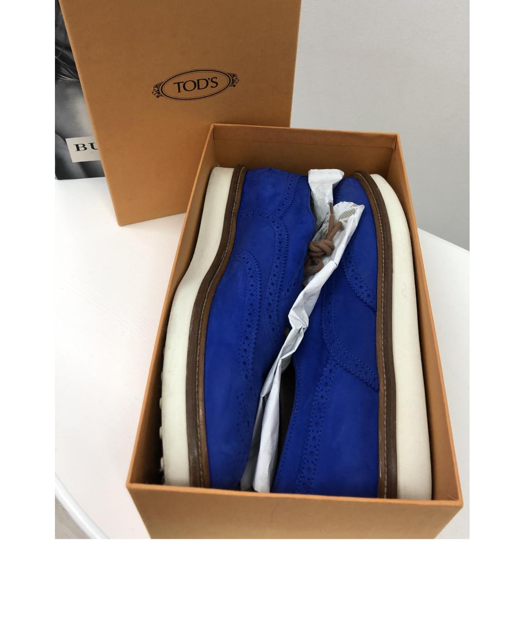 TOD'S Голубые нубуковые лоферы, фото 8