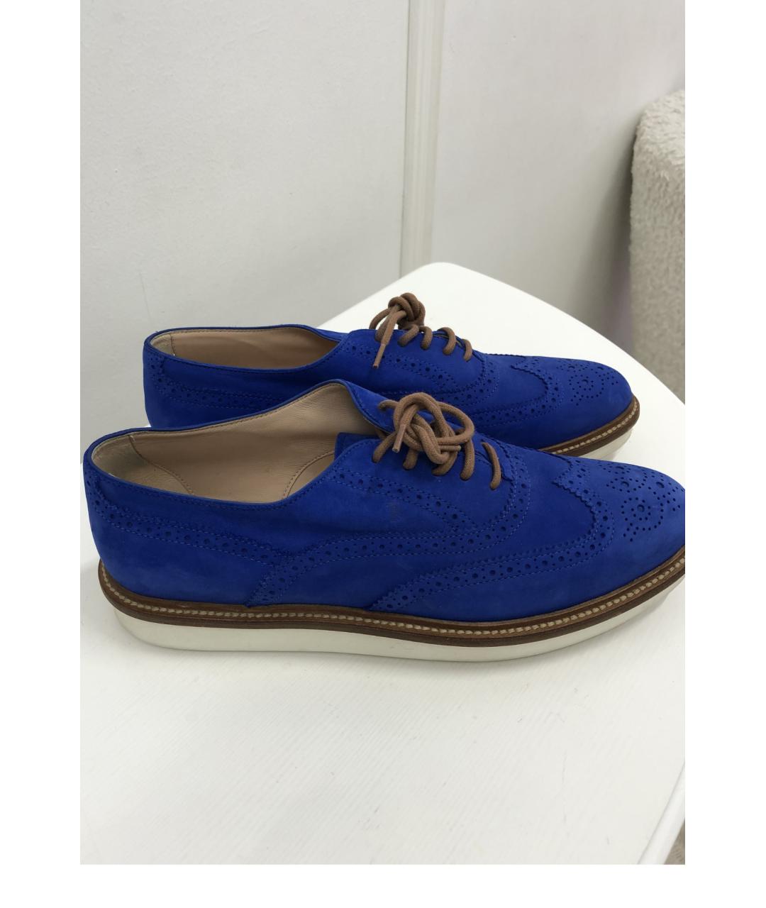 TOD'S Голубые нубуковые лоферы, фото 9