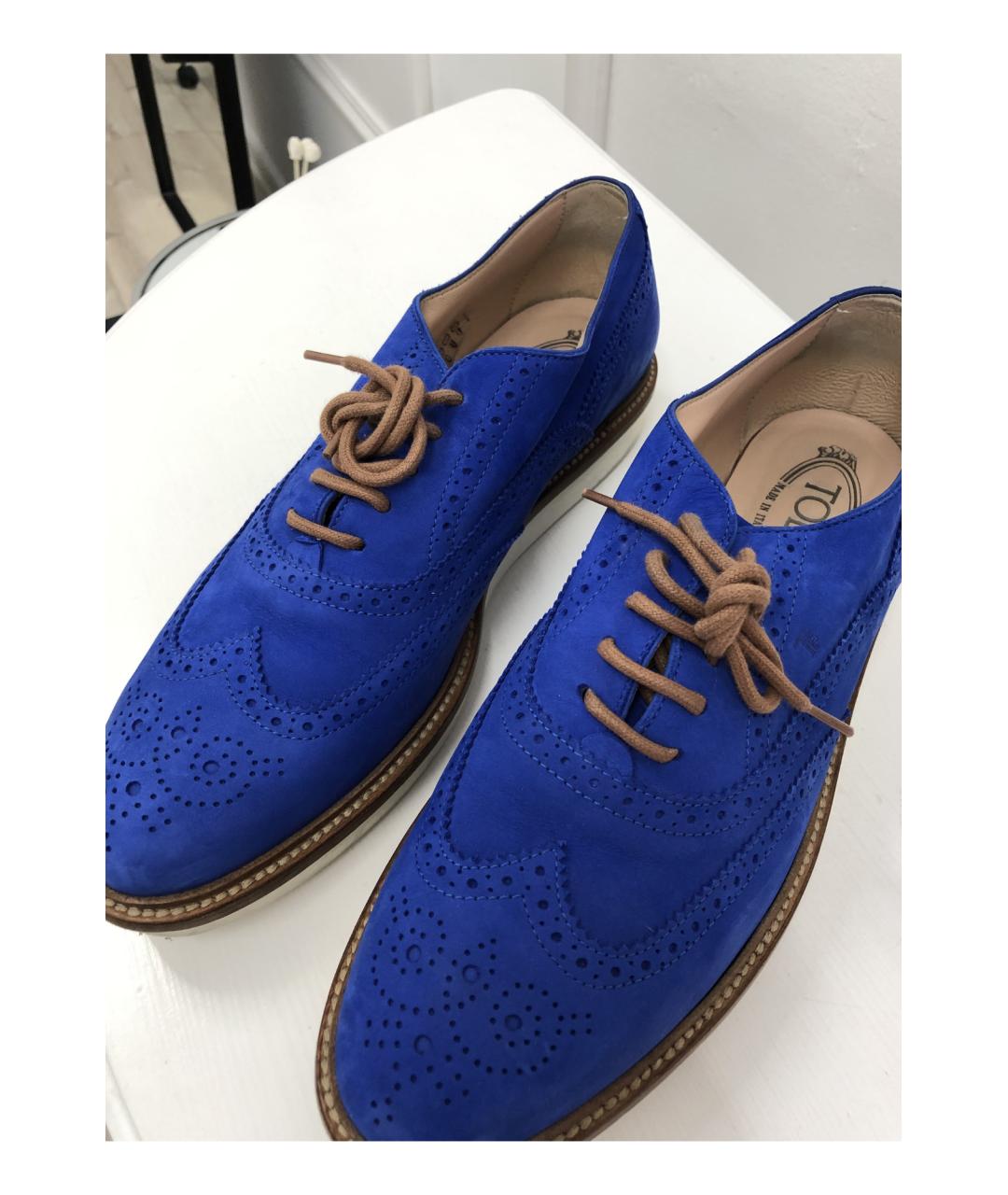 TOD'S Голубые нубуковые лоферы, фото 5