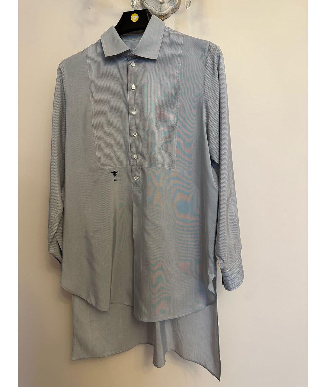 CHRISTIAN DIOR Голубая шелковая блузы, фото 3