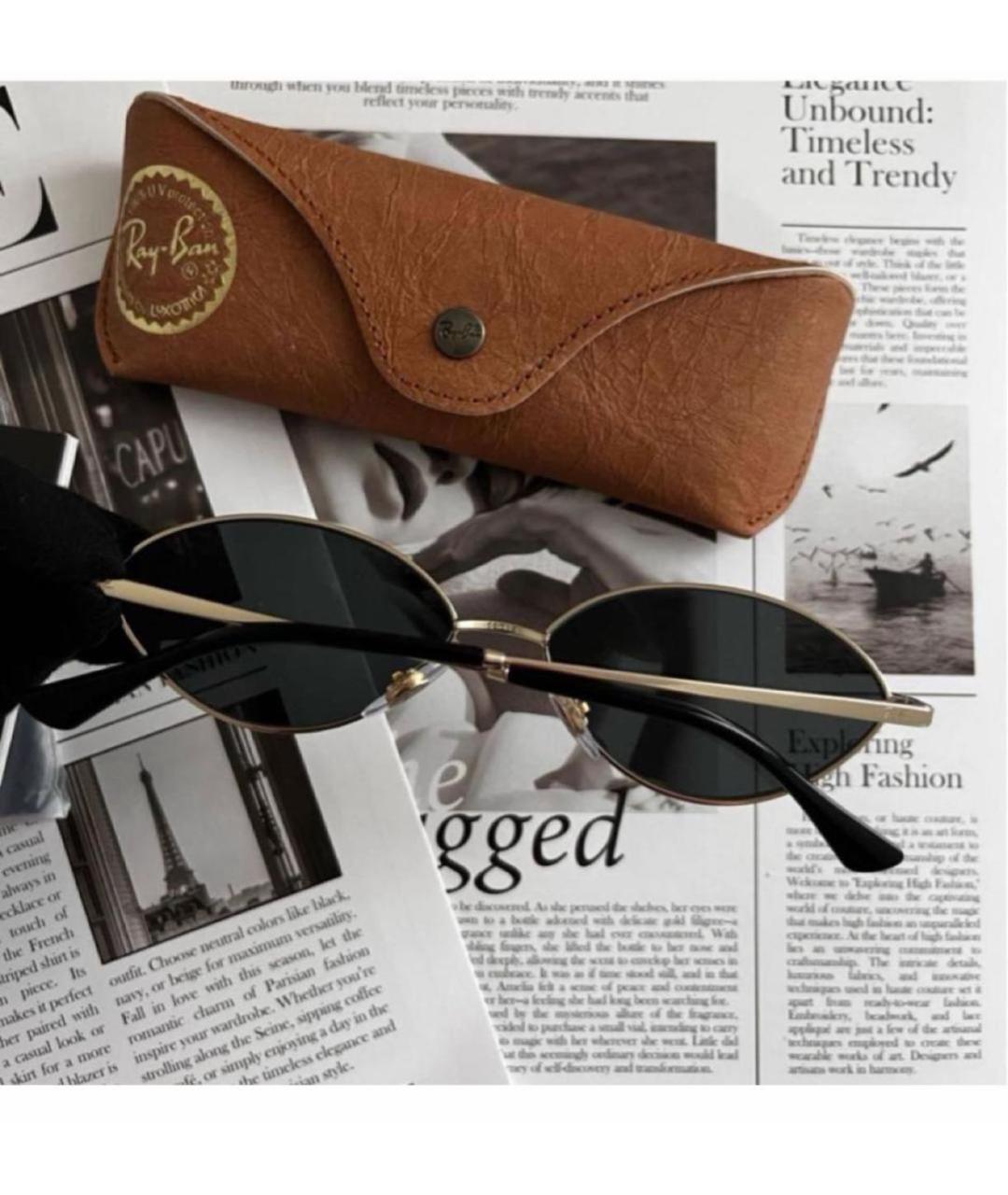 RAY BAN Черные металлические солнцезащитные очки, фото 6