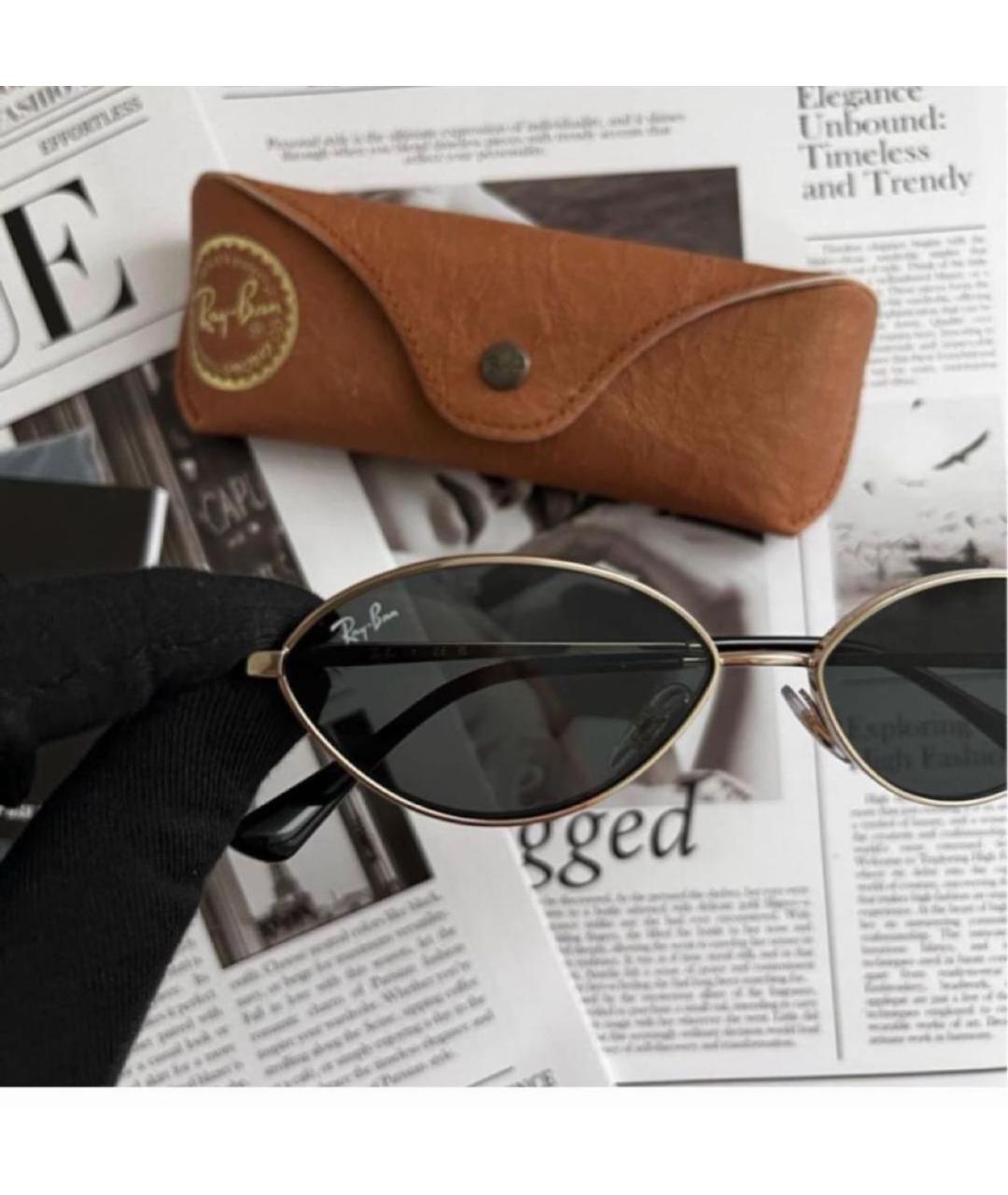 RAY BAN Черные металлические солнцезащитные очки, фото 4