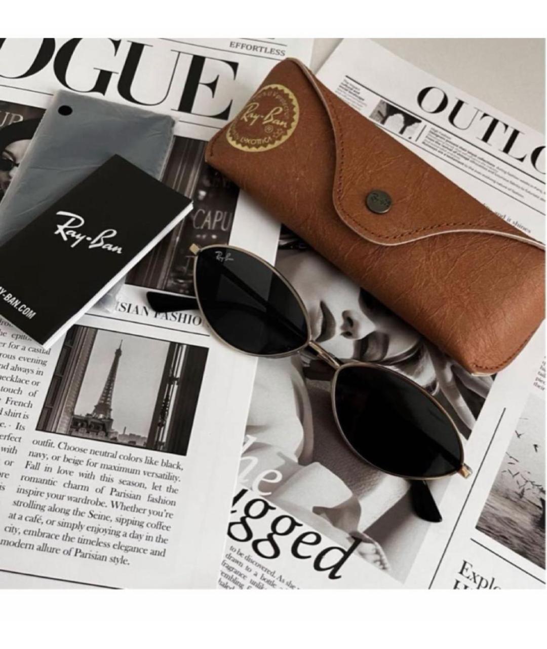 RAY BAN Черные металлические солнцезащитные очки, фото 2