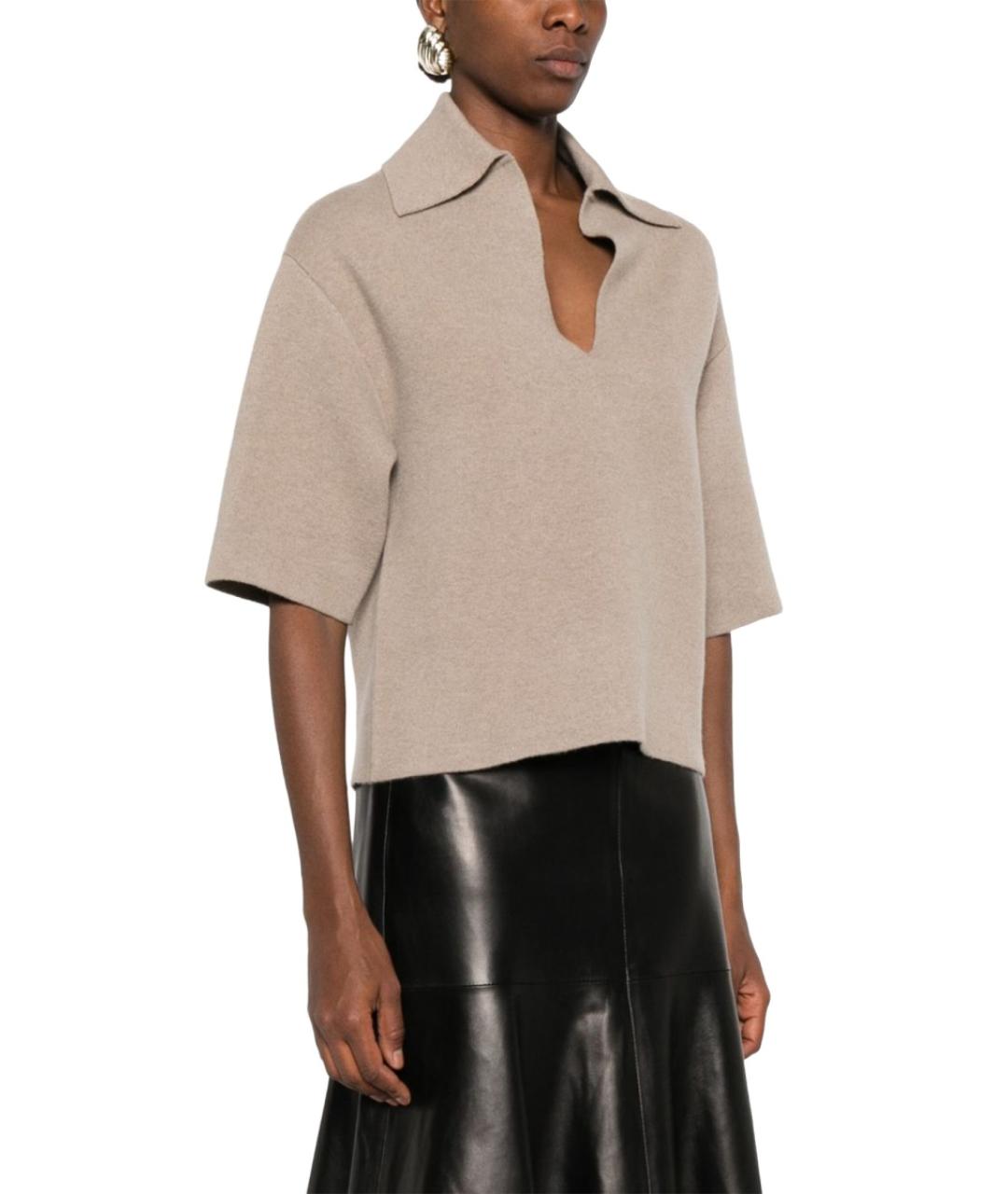 BOTTEGA VENETA Бежевая кашемировая футболка, фото 4