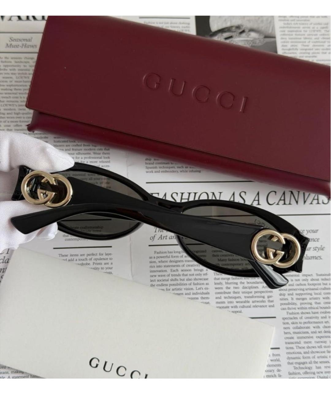 GUCCI Черные пластиковые солнцезащитные очки, фото 3