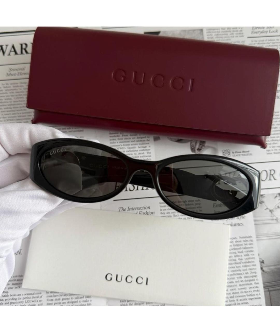 GUCCI Черные пластиковые солнцезащитные очки, фото 7