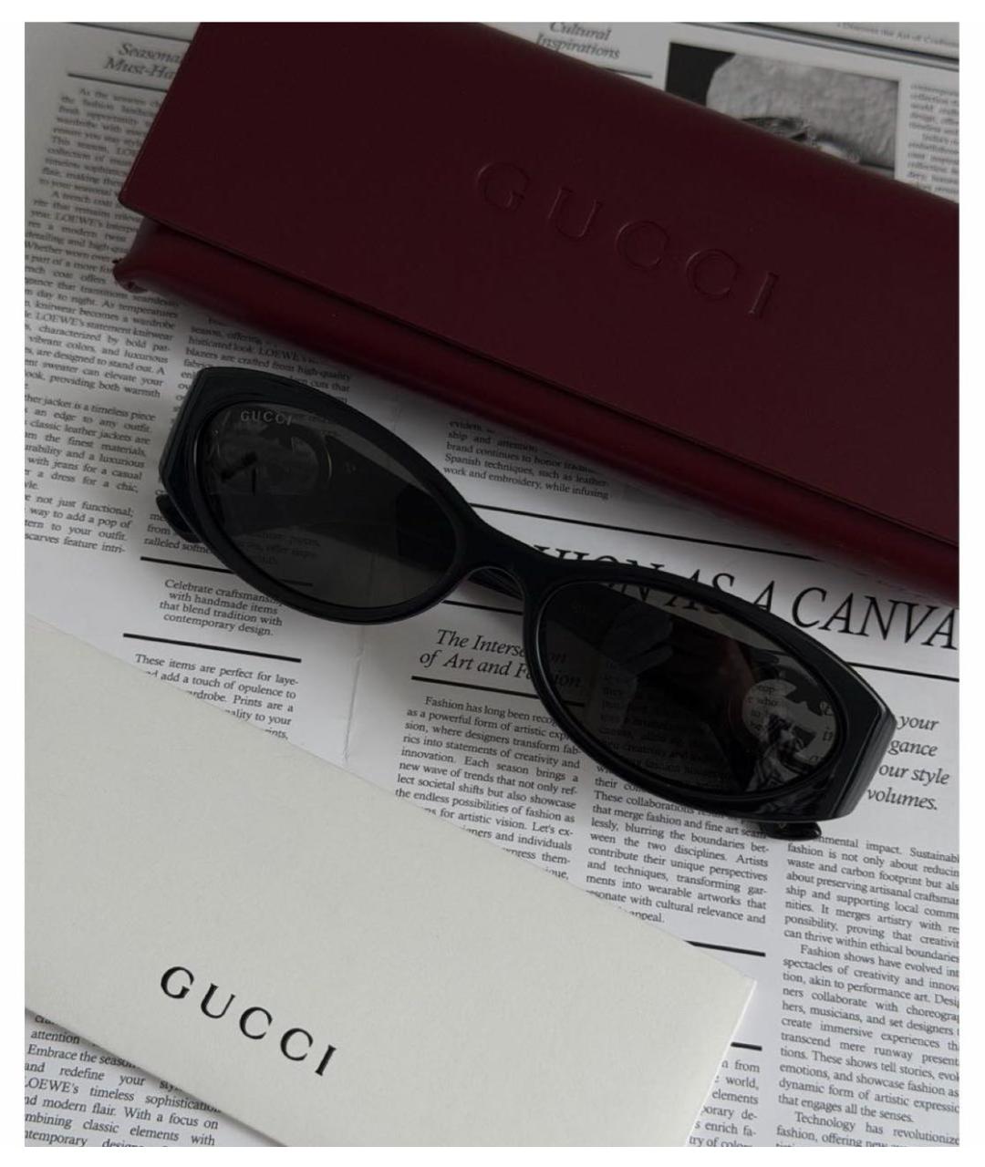 GUCCI Черные пластиковые солнцезащитные очки, фото 2