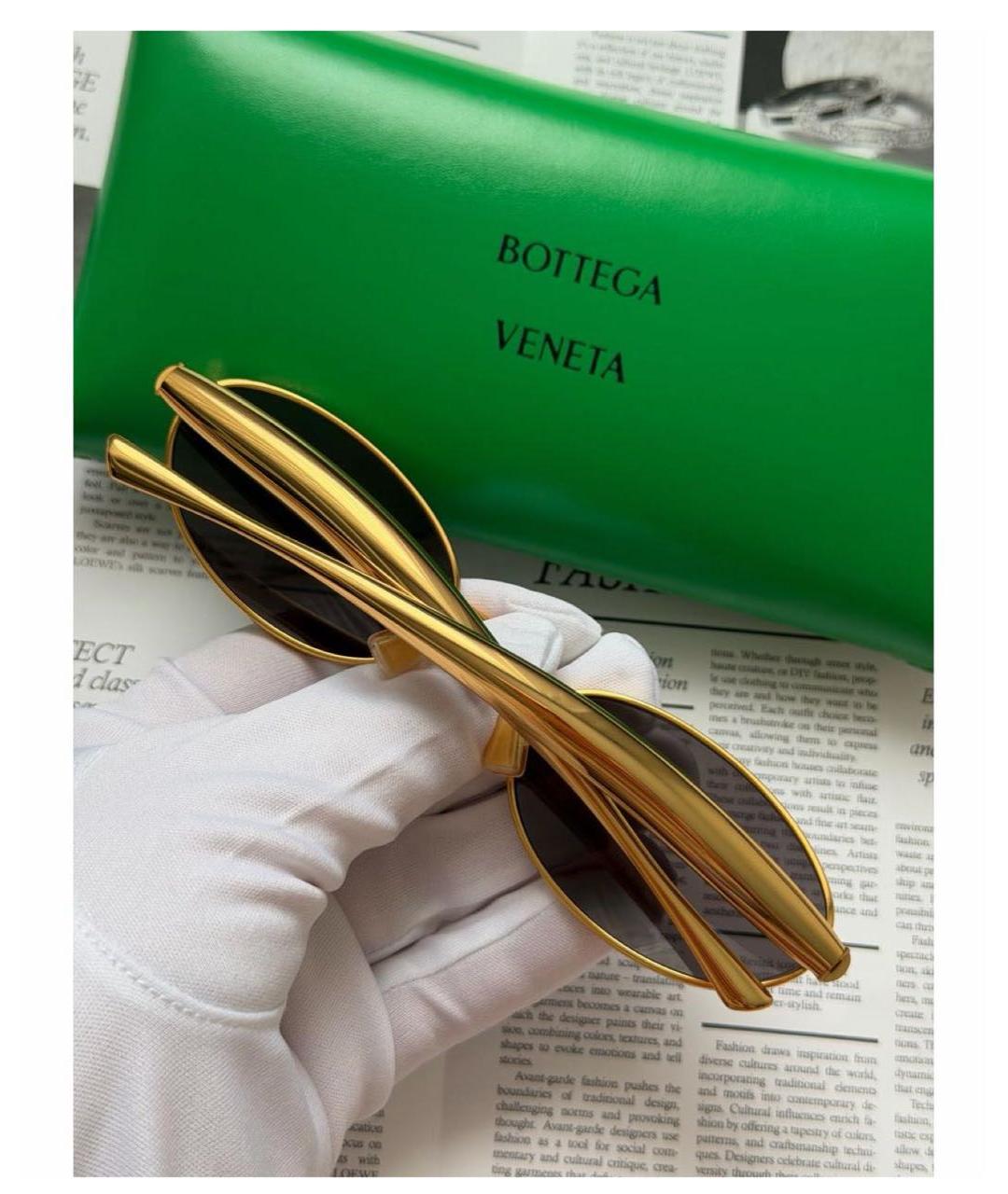 BOTTEGA VENETA Черные металлические солнцезащитные очки, фото 3